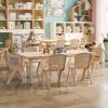 Flash Furniture Adjustable Classroom Activity Table with 6 Stackable Chairs, Rectangular Plastic Activity Table for Kids, 24″ W x 48″ L, Natural(Natural)