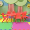Flash Furniture Adjustable Classroom Activity Table with 6 Stackable Chairs, Rectangular Plastic Activity Table for Kids, 24″ W x 48″ L, Natural(Red)