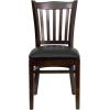 Flash Furniture GW08VRTWABKV Vertical-Slat-Back Wood Restaurant Chair, Walnut Finish w/Blac