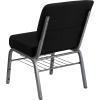 Flash Furniture HERCULES Series 21”W Church Chair in Black Fabric with Book Rack – Silver Vein Frame(Black Fabric/Silver Vein Frame)