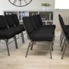 Flash Furniture HERCULES Series 21”W Church Chair in Black Fabric with Book Rack – Silver Vein Frame(Black Fabric/Silver Vein Frame)