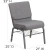 Flash Furniture HERCULES Series 21”W Church Chair in Black Fabric with Book Rack – Silver Vein Frame(Gray Fabric/Silver Vein Frame)