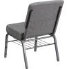Flash Furniture HERCULES Series 21”W Church Chair in Black Fabric with Book Rack – Silver Vein Frame(Gray Fabric/Silver Vein Frame)