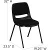 Flash Furniture HERCULES Series 880 lb. Capacity Black Ergonomic Shell Stack Chair with Black Frame(Black Padded)