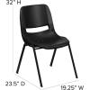 Flash Furniture HERCULES Series 880 lb. Capacity Black Ergonomic Shell Stack Chair with Black Frame(Black Plastic/Black Frame)
