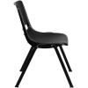 Flash Furniture HERCULES Series 880 lb. Capacity Black Ergonomic Shell Stack Chair with Black Frame(Black Plastic/Black Frame)