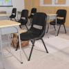 Flash Furniture HERCULES Series 880 lb. Capacity Black Ergonomic Shell Stack Chair with Black Frame(Black Plastic/Black Frame)