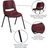 Flash Furniture HERCULES Series 880 lb. Capacity Black Ergonomic Shell Stack Chair with Black Frame(Burgundy)
