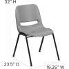 Flash Furniture HERCULES Series 880 lb. Capacity Black Ergonomic Shell Stack Chair with Black Frame(Grey)