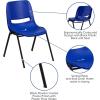 Flash Furniture HERCULES Series 880 lb. Capacity Black Ergonomic Shell Stack Chair with Black Frame(Navy Plastic/Black Frame)
