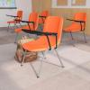 Flash Furniture HERCULES Series 880 lb. Capacity Black Ergonomic Shell Stack Chair with Black Frame(Orange)
