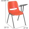 Flash Furniture HERCULES Series 880 lb. Capacity Black Ergonomic Shell Stack Chair with Black Frame(Orange)