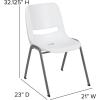 Flash Furniture HERCULES Series 880 lb. Capacity Black Ergonomic Shell Stack Chair with Black Frame(White)