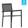 Flash Furniture Harris Commercial 5 Piece Table and Chairs Set – 4 Black Metal Chairs with Poly Resin Backs and Seats – Black Square Table with Poly Resin Top(Contemporary)