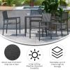 Flash Furniture Harris Commercial 5 Piece Table and Chairs Set – 4 Black Metal Chairs with Poly Resin Backs and Seats – Black Square Table with Poly Resin Top(Contemporary)