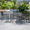 Flash Furniture Harris Commercial 5 Piece Table and Chairs Set – 4 Black Metal Chairs with Poly Resin Backs and Seats – Black Square Table with Poly Resin Top(5-Piece Set)