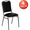 Flash Furniture Hercules Stacking Banquet Chairs with Padded Seats, Vinyl Upholstered Event Chair with 500-lb. Static Weight Capacity, Set of 4, Black(4 Pack)