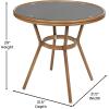 Flash Furniture Marseille Indoor/Outdoor Commercial Bistro Set – Tempered Glass Top Table – 2 Chairs – Textilene – Lt NAT Bamboo Print Aluminum Frame – Blk/Wht(Black Textilene/Natural Frame)