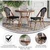Flash Furniture Marseille Indoor/Outdoor Commercial Bistro Set – Tempered Glass Top Table – 2 Chairs – Textilene – Lt NAT Bamboo Print Aluminum Frame – Blk/Wht(Black Textilene/Natural Frame)