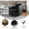 Flash Furniture Myles Upholstered Barrel Chair, Commercial 360° Swivel Club Style Chair, Nail Head Trim, Brushed Metallic Vinyl Wrapped Metal Base, Brown LeatherSoft(Black)