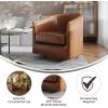 Flash Furniture Myles Upholstered Barrel Chair, Commercial 360° Swivel Club Style Chair, Nail Head Trim, Brushed Metallic Vinyl Wrapped Metal Base, Brown LeatherSoft(Brown)