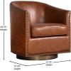 Flash Furniture Myles Upholstered Barrel Chair, Commercial 360° Swivel Club Style Chair, Nail Head Trim, Brushed Metallic Vinyl Wrapped Metal Base, Brown LeatherSoft(Brown)