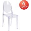 Flash Furniture Phantom Series Transparent Indoor-Outdoor Stacking Side Chair with Floor Protector Rubber Glides(Set of 4)