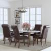 Flash Furniture Set of 6 Hercules Series Brown LeatherSoft Parsons Chairs with Rolled Back, Accent Nail Trim and Walnut Finish