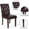 Flash Furniture Set of 6 Hercules Series Brown LeatherSoft Parsons Chairs with Rolled Back, Accent Nail Trim and Walnut Finish