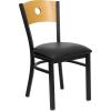 Flash Furniture 2 Pk. HERCULES Series Black Circle Back Metal Restaurant Chair – Natural Wood Back & Seat(Natural Wood Back/Black Vinyl Seat/Black Metal Frame)
