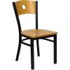Flash Furniture 2 Pk. HERCULES Series Black Circle Back Metal Restaurant Chair – Natural Wood Back & Seat(Natural Wood Back/Natural Wood Seat/Black Metal Frame)