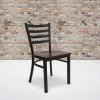 Flash Furniture 4 Pk. HERCULES Series Brown/black Ladder Back Metal Restaurant Chair – Mahogany Wood Seat