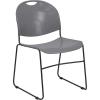 Flash Furniture 5 Pack HERCULES Series 880 lb. Capacity Black Ultra-Compact Stack Chair with Chrome Frame(Gray Plastic/Black Frame)