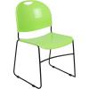 Flash Furniture 5 Pack HERCULES Series 880 lb. Capacity Black Ultra-Compact Stack Chair with Chrome Frame(Green Plastic/Black Frame)
