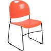 Flash Furniture 5 Pack HERCULES Series 880 lb. Capacity Black Ultra-Compact Stack Chair with Chrome Frame(Orange Plastic/Black Frame)