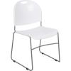 Flash Furniture 5 Pack HERCULES Series 880 lb. Capacity Black Ultra-Compact Stack Chair with Chrome Frame(White Plastic/Silver Frame)