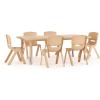 Flash Furniture Adjustable Classroom Activity Table with 6 Stackable Chairs, Rectangular Plastic Activity Table for Kids, 24″ W x 48″ L, Natural(Natural)