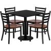 Flash Furniture Clark 30” Square Black Laminate Table Set with 4 Ladder Back Metal Chairs – Cherry Wood Seat