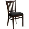 Flash Furniture GW08VRTWABKV Vertical-Slat-Back Wood Restaurant Chair, Walnut Finish w/Blac