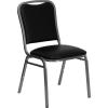 Flash Furniture Hercules Stacking Banquet Chairs with Padded Seats, Vinyl Upholstered Event Chair with 500-lb. Static Weight Capacity, Set of 4, Black(1 Pack)