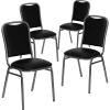 Flash Furniture Hercules Stacking Banquet Chairs with Padded Seats, Vinyl Upholstered Event Chair with 500-lb. Static Weight Capacity, Set of 4, Black(4 Pack)