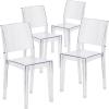 Flash Furniture Phantom Series Transparent Indoor-Outdoor Stacking Side Chair with Floor Protector Rubber Glides(Set of 4)