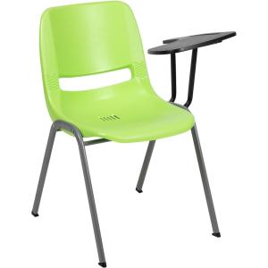 Flash Furniture HERCULES Series 880 lb. Capacity Black Ergonomic Shell Stack Chair with Black Frame(Green)