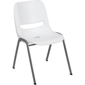 Flash Furniture HERCULES Series 880 lb. Capacity Black Ergonomic Shell Stack Chair with Black Frame(White)