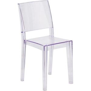 Flash Furniture Phantom Series Transparent Indoor-Outdoor Stacking Side Chair with Floor Protector Rubber Glides(Set of 1)