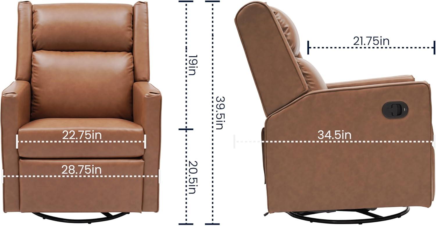 image:imageFlash Furniture Cash Swivel Manual Glider Rocker Recliner Chair USBUSBC Charging Ports 270 Degree Swivel Perfect for Living Room or Nursery OffWhite BoucleCognac Leathersoft