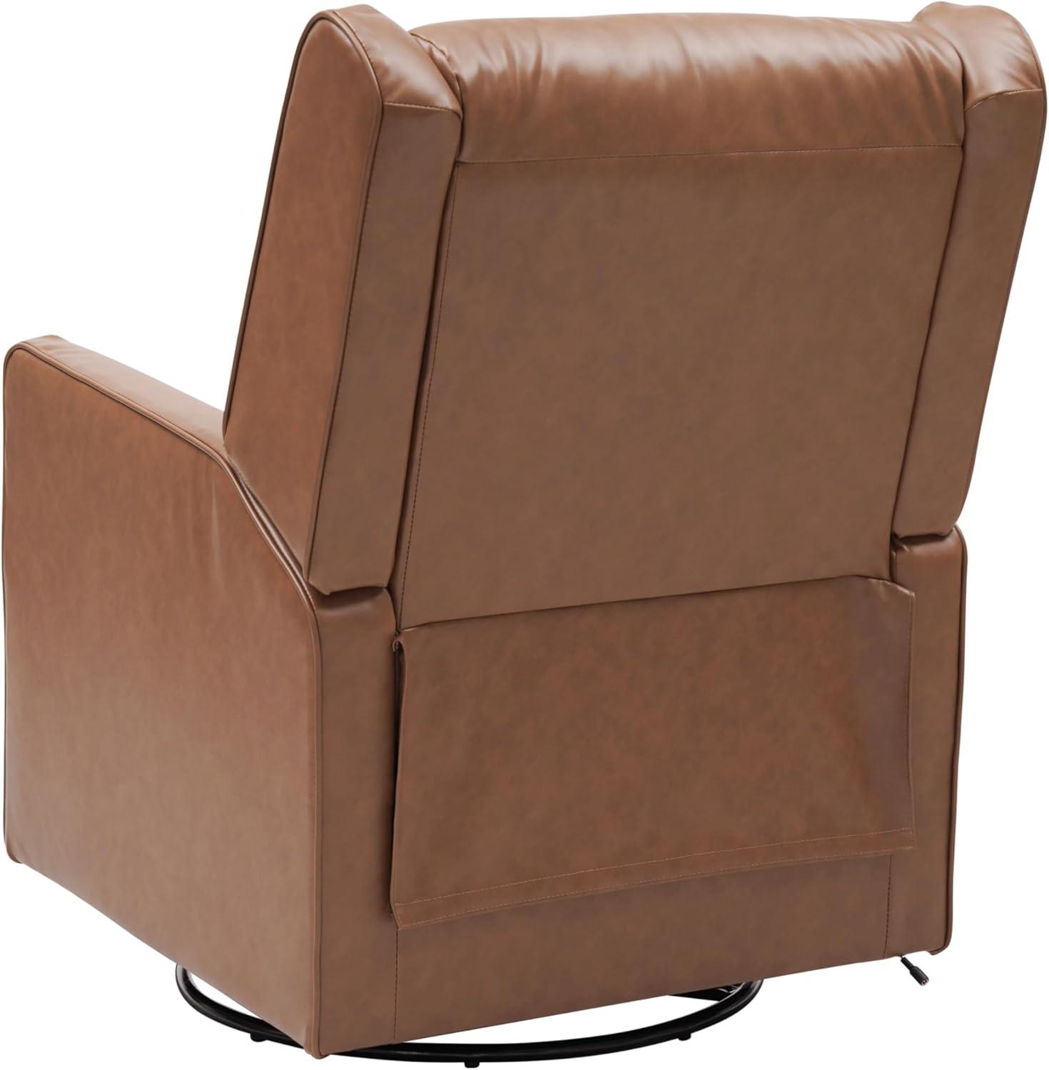 image:imageFlash Furniture Cash Swivel Manual Glider Rocker Recliner Chair USBUSBC Charging Ports 270 Degree Swivel Perfect for Living Room or Nursery OffWhite BoucleCognac Leathersoft