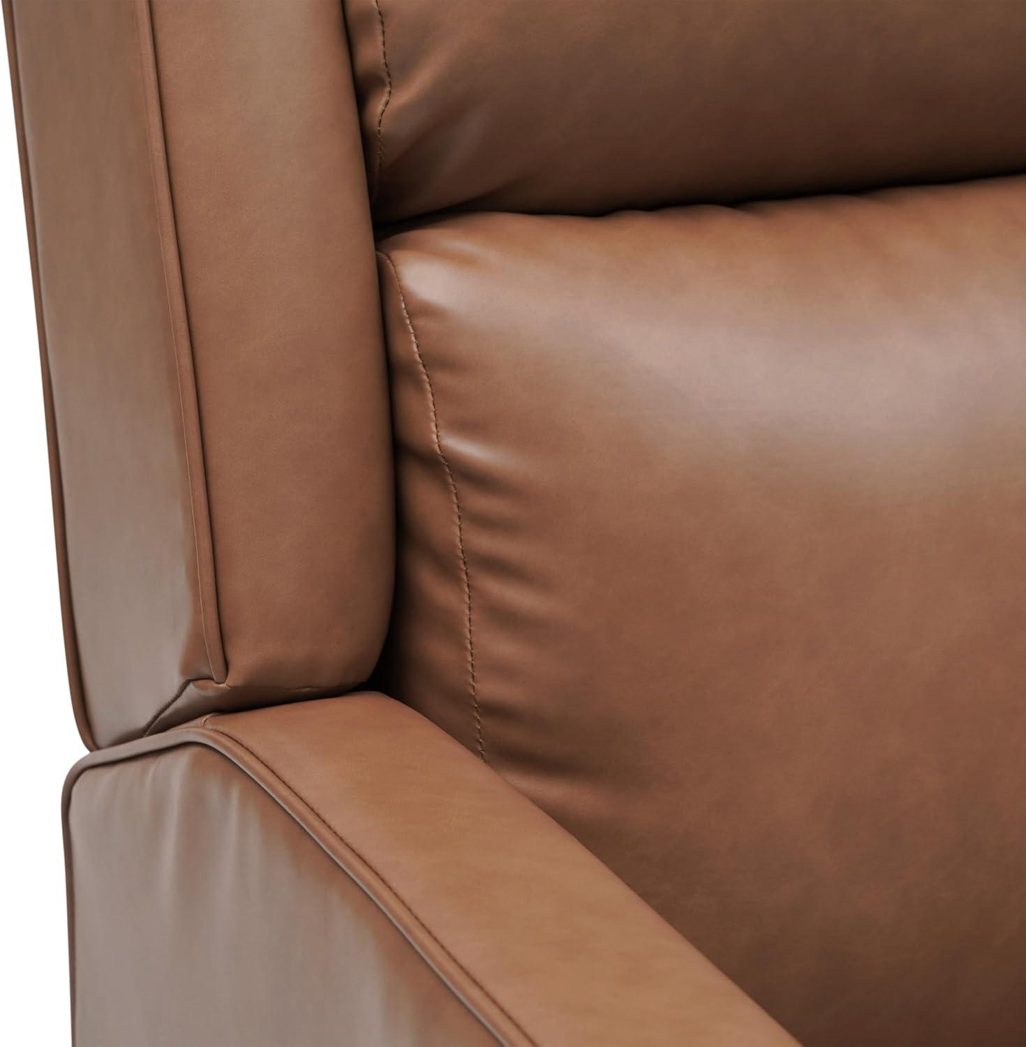 image:imageFlash Furniture Cash Swivel Manual Glider Rocker Recliner Chair USBUSBC Charging Ports 270 Degree Swivel Perfect for Living Room or Nursery OffWhite BoucleCognac Leathersoft