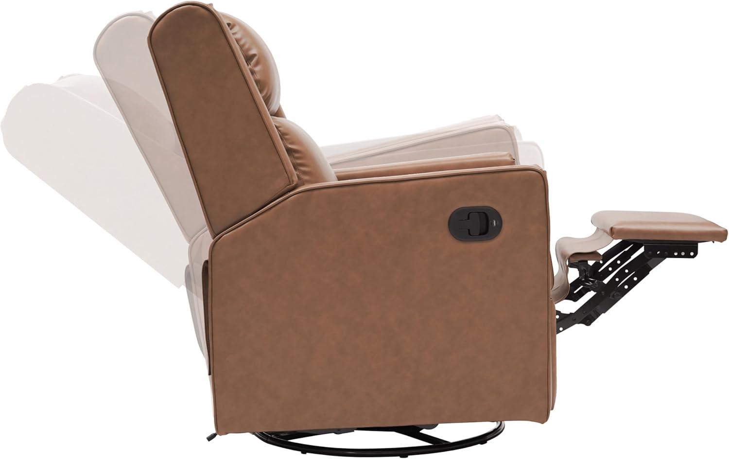 image:imageFlash Furniture Cash Swivel Manual Glider Rocker Recliner Chair USBUSBC Charging Ports 270 Degree Swivel Perfect for Living Room or Nursery OffWhite BoucleCognac Leathersoft