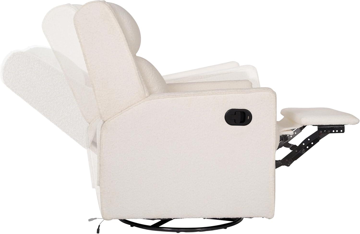 image:imageFlash Furniture Cash Swivel Manual Glider Rocker Recliner Chair USBUSBC Charging Ports 270 Degree Swivel Perfect for Living Room or Nursery OffWhite BoucleOffwhite Boucle